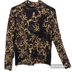 Chico’s Ornate Scroll Print Stretchy Women’s Sweater Top Size M 8